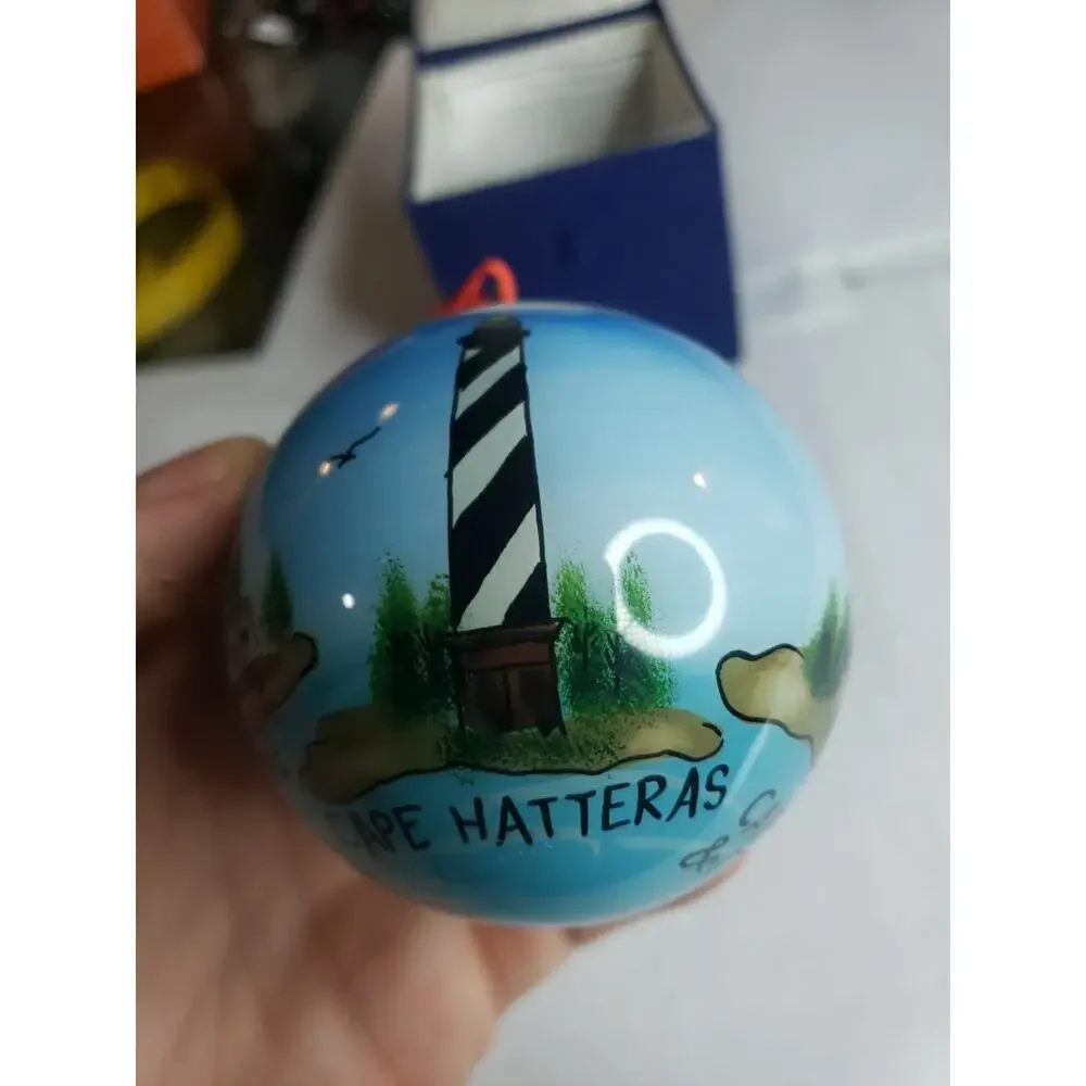 Hand painted Outer Banks NC North Carolina Lighthouses Christmas Ornament 1998